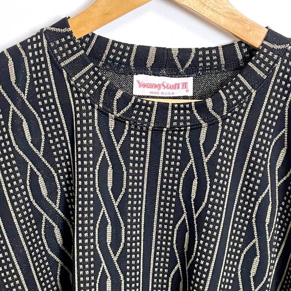 1970s vintage metallic gold and black tunic - size 2x - Picture 3 of 6